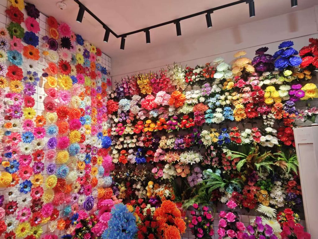 Wholesale artificial flowers showroom Yiwu Nihui factory